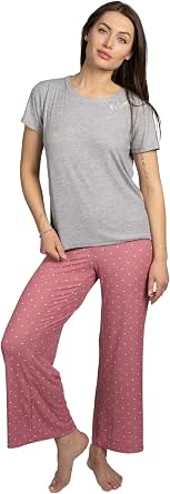 WiWi Women's Bamboo Pajama Set - V-Neck Short Sleeve Top & Pants, Soft Lightweight Sleepwear, Sizes S-3X - View #12