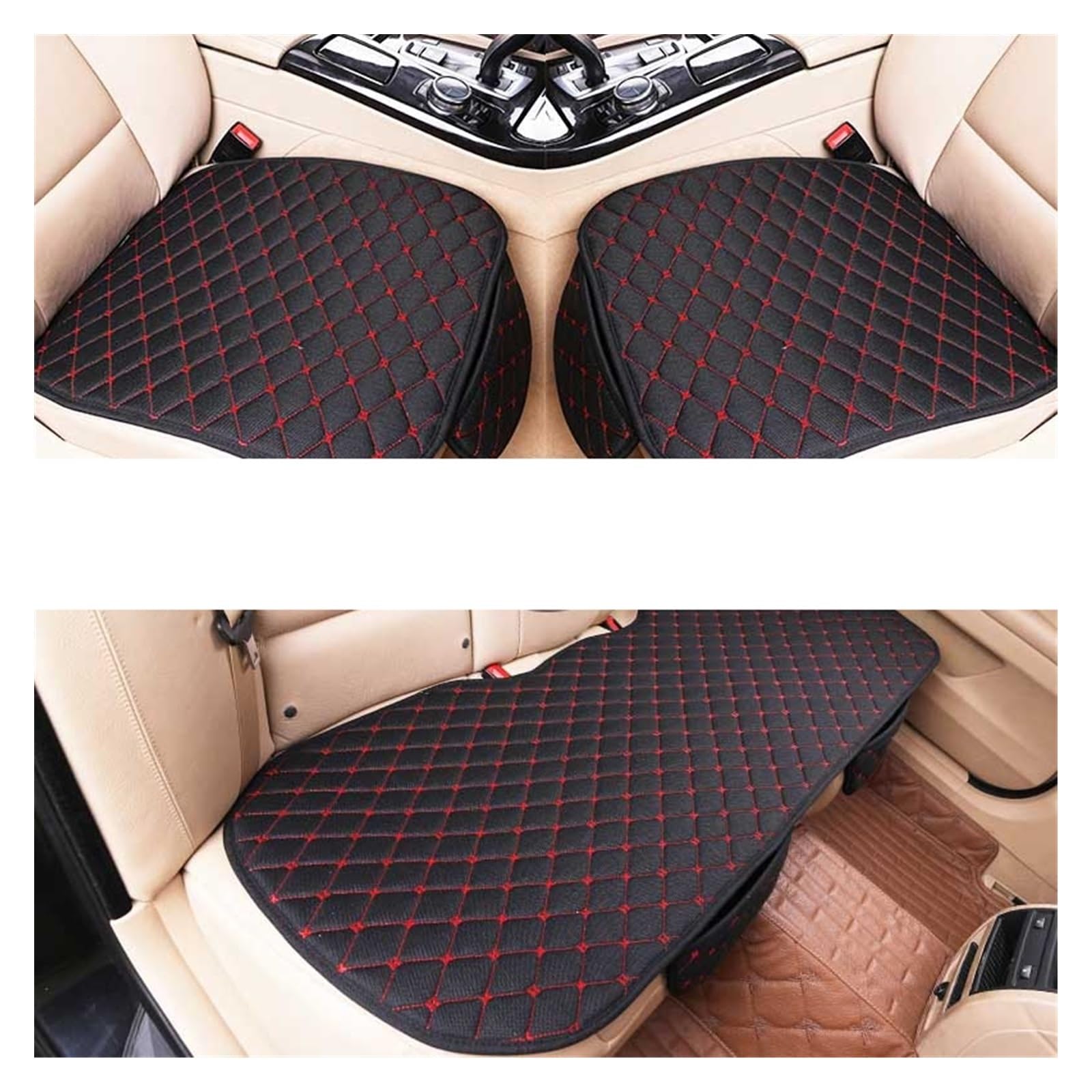 Ensemble complet de housses de siège de voiture lin premium finition noir rouge
