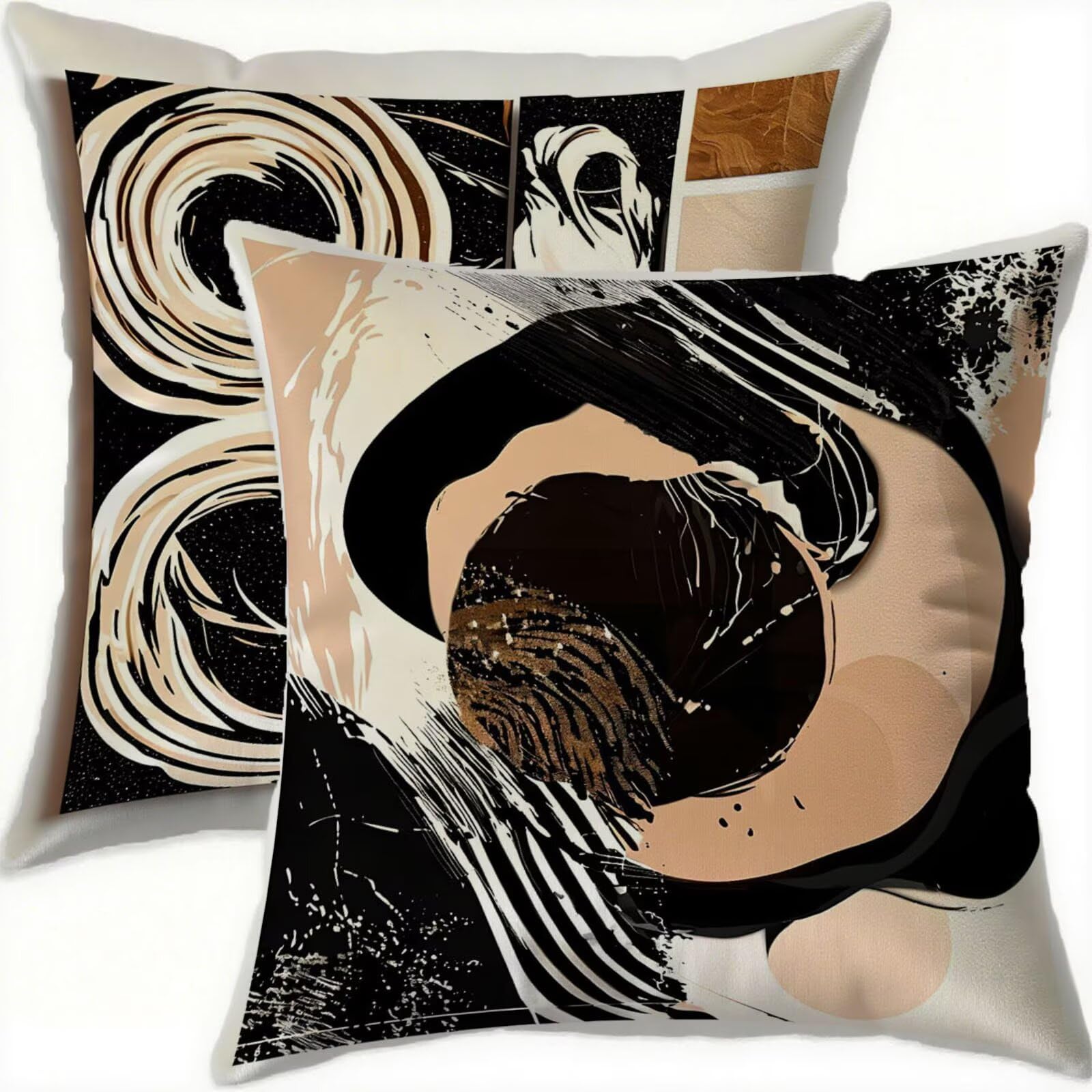Housse coussin 60x60cm géométrie vintage taie oreiller velours salon