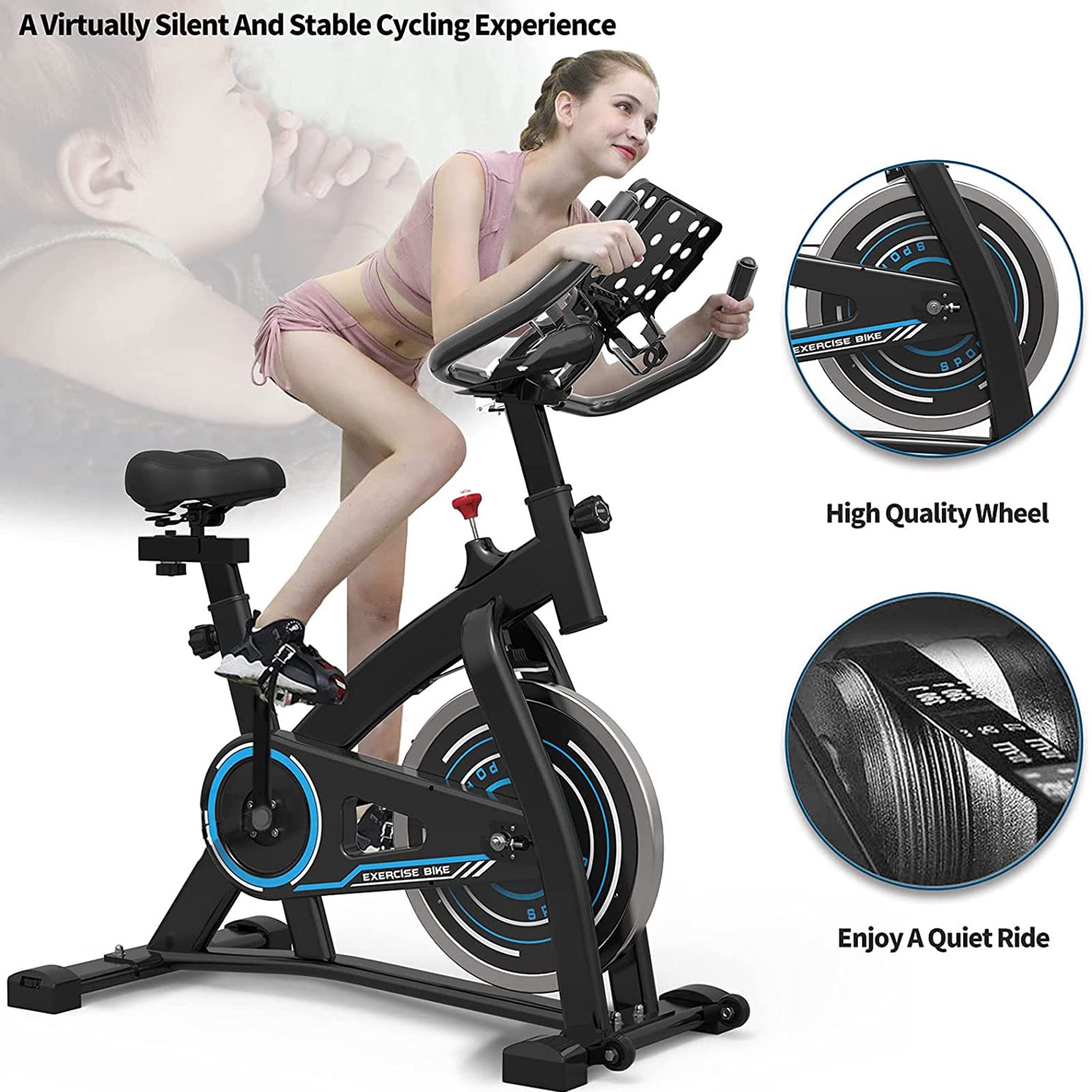 Cichy magnetyczny rower rowerowy do domowej siłowni, cichy rower treningowy z ulepszoną poduszką do siedzenia, sprzęt fitness