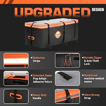 2 Pack Sailnovo Waterproof Cargo Bag, 26 Cubic ft Truck Bed Bag + 20 Cubic Feet Hitch Cargo Bag