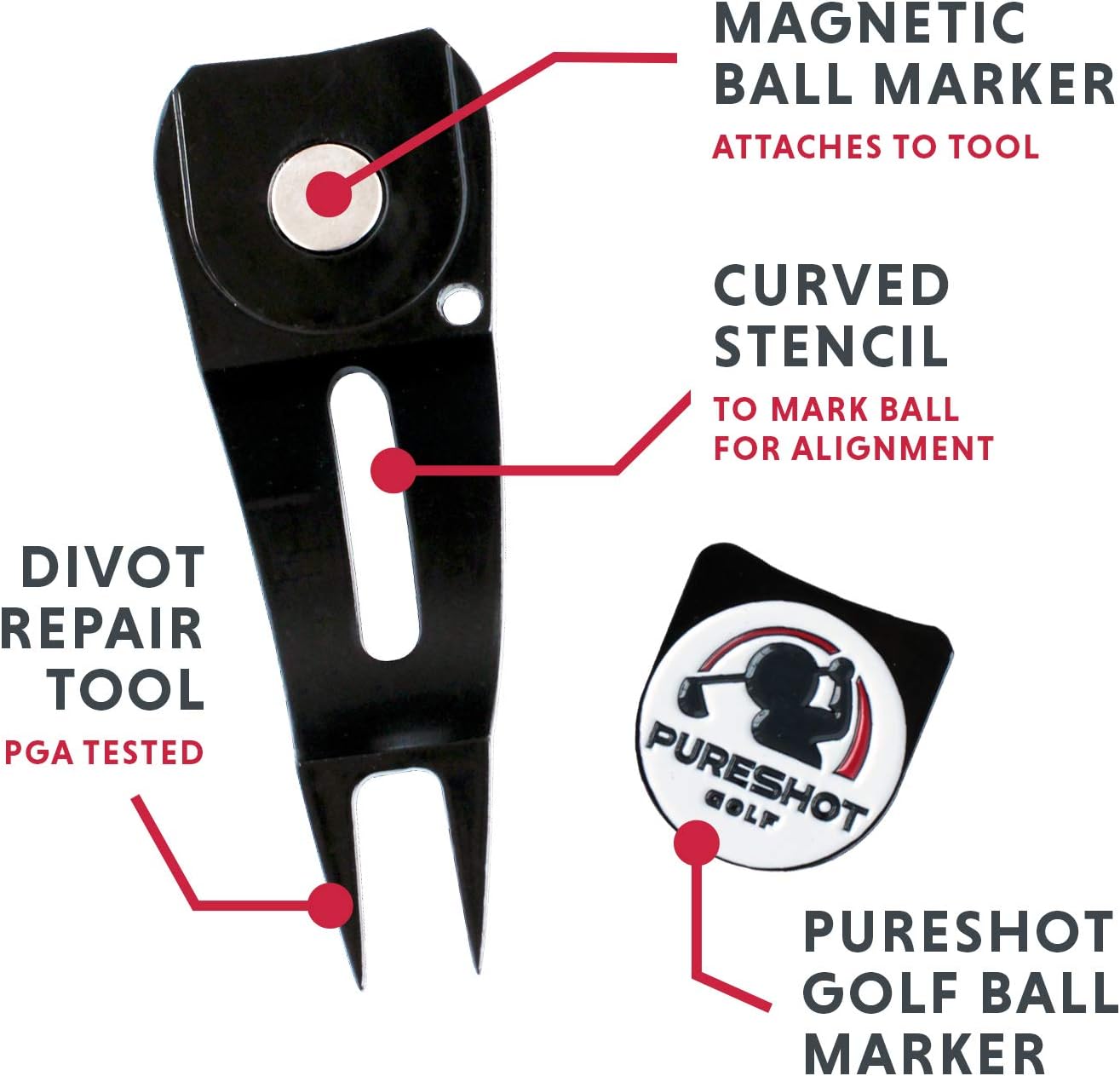 review 5-in-1 Golf Divot Repair Tool | Golf Ball Line Stencil for Putting Alignment | Magnetic Ball Marker | Golf Club Groove Cleaner | Golf Gifts