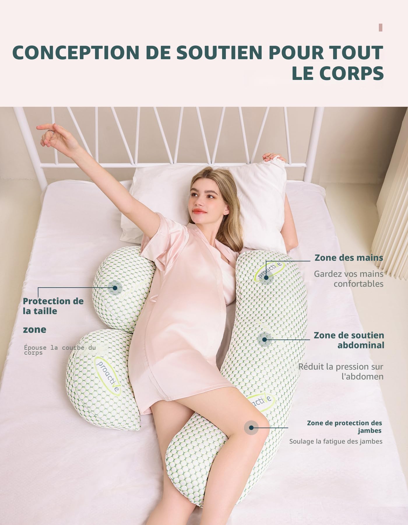 Oternal Coussin de Grossesse pour Femme Enceinte, Coussin de Grossesse Doux, Soutien pour Le Dos, Les Hanches, Les Jambes, Oreiller de maternité avec Housse d'oreiller Amovible et réglable