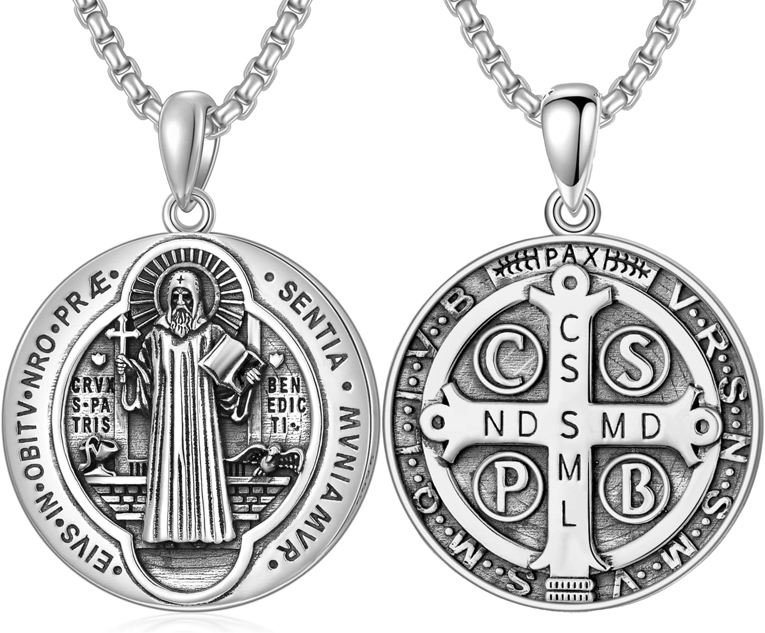 Saint Necklace 925 Sterling Silver Patron Amulet Medal Jewelry for Men Women (with Gift Box)