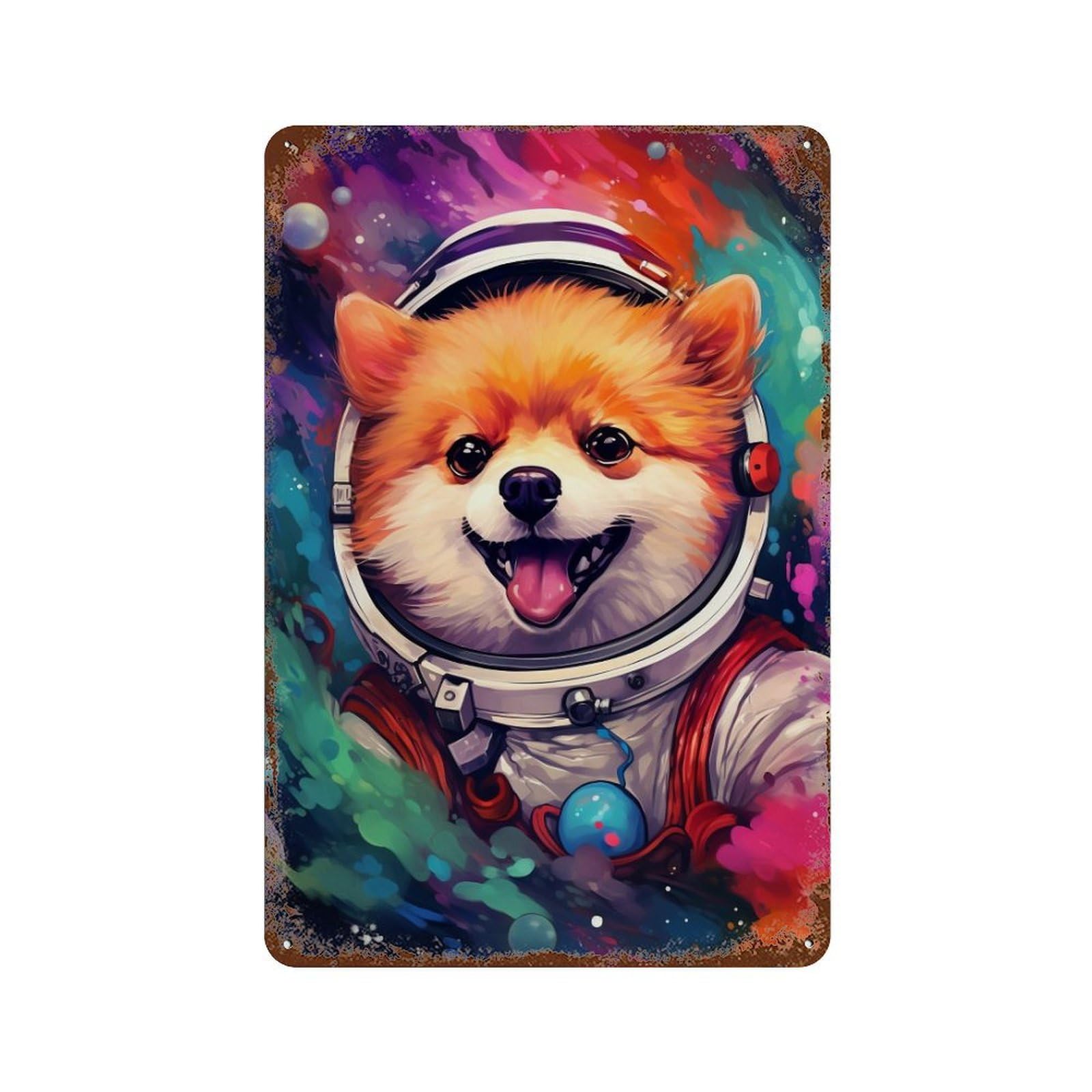Space Pomeranian Adventure -10 Decorative Tin Sign 11.8"x7.9", for Farmhouse, Kitchen And Entryway Decor, Vintage Wall Decor