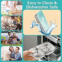 Vista 6 de Recipientes para Snacks de Acero Inoxidable, Paquete de 6 Recipientes Reutilizables para Llevar con Tapas a Prueba de Fugas, Caja Bento de Doble