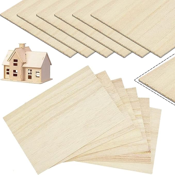 150 Pcs Bois Non Fini3x3 Cm Feuilles De Bois De Balsa Vierges
