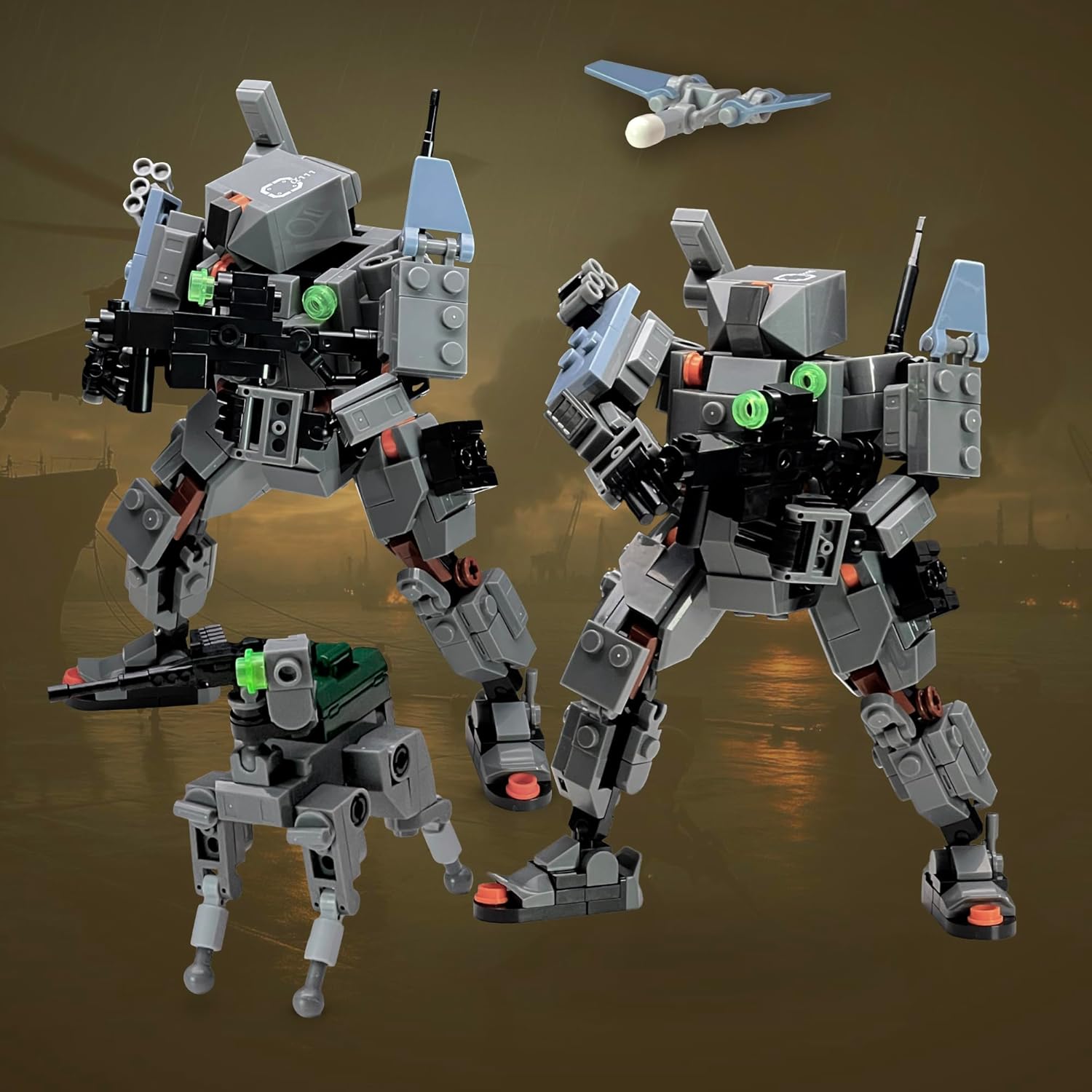 MyBuild Armed Forces Alpha Pathfinder 6020 – Recon Tactical Mech with Scout Drone & K9 Support Bot | Articulated Robot Model | Ages 14+