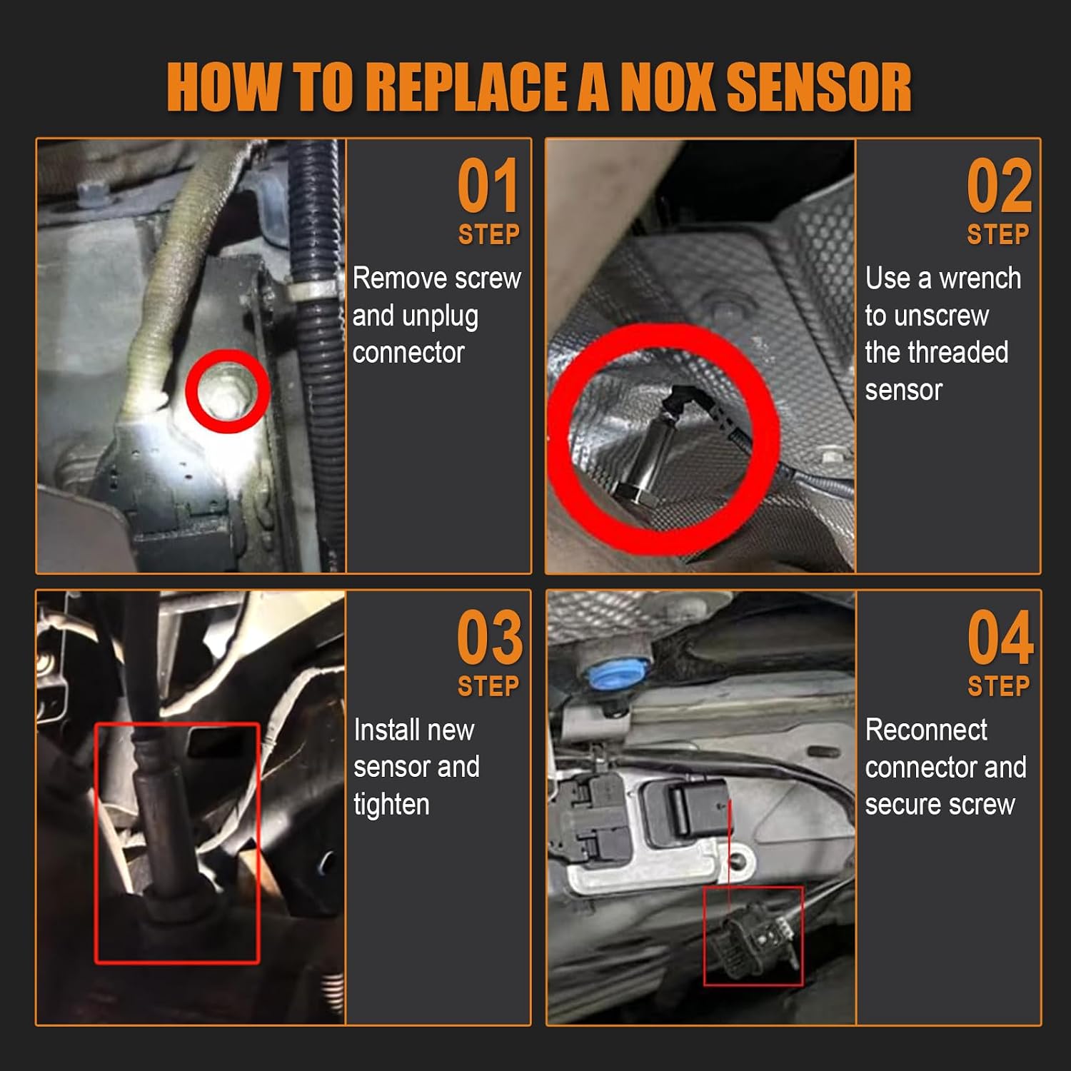 NOx Sensor Inlet Fit for 2013-2018 Cummins 11.9L 15L ISX11.9 ISX15 Engines, Compatible with Kenworth, Freightliner, International, Peterbilt, Western Star 2013-2015 Replace# 5WK96740B