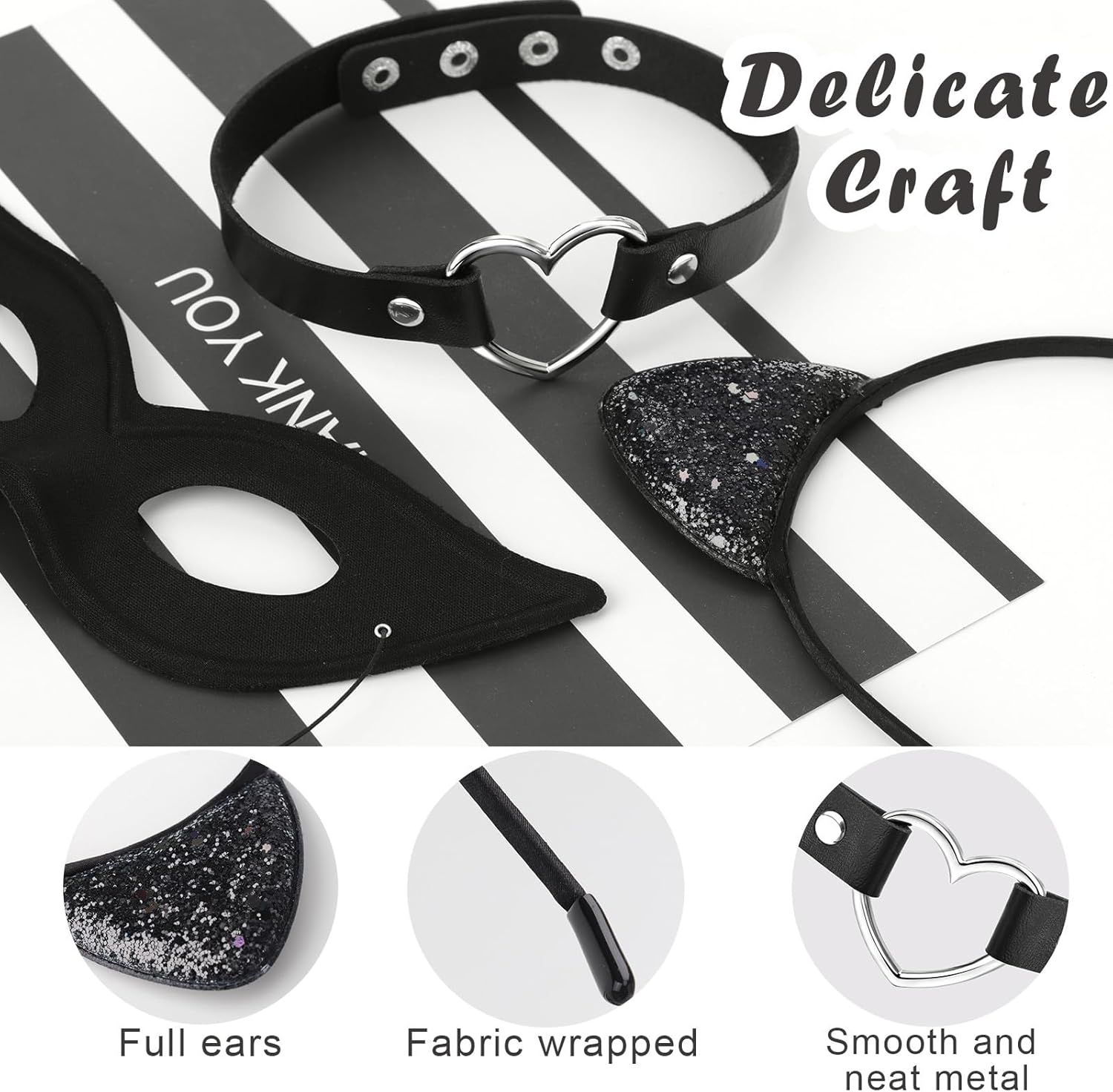 DRESHOW Rhinestone Cat Ears Headbands Kitty Crystal Hair Band for Women Pack of 2 Silver Gold Rhinestone One Size - Image 7