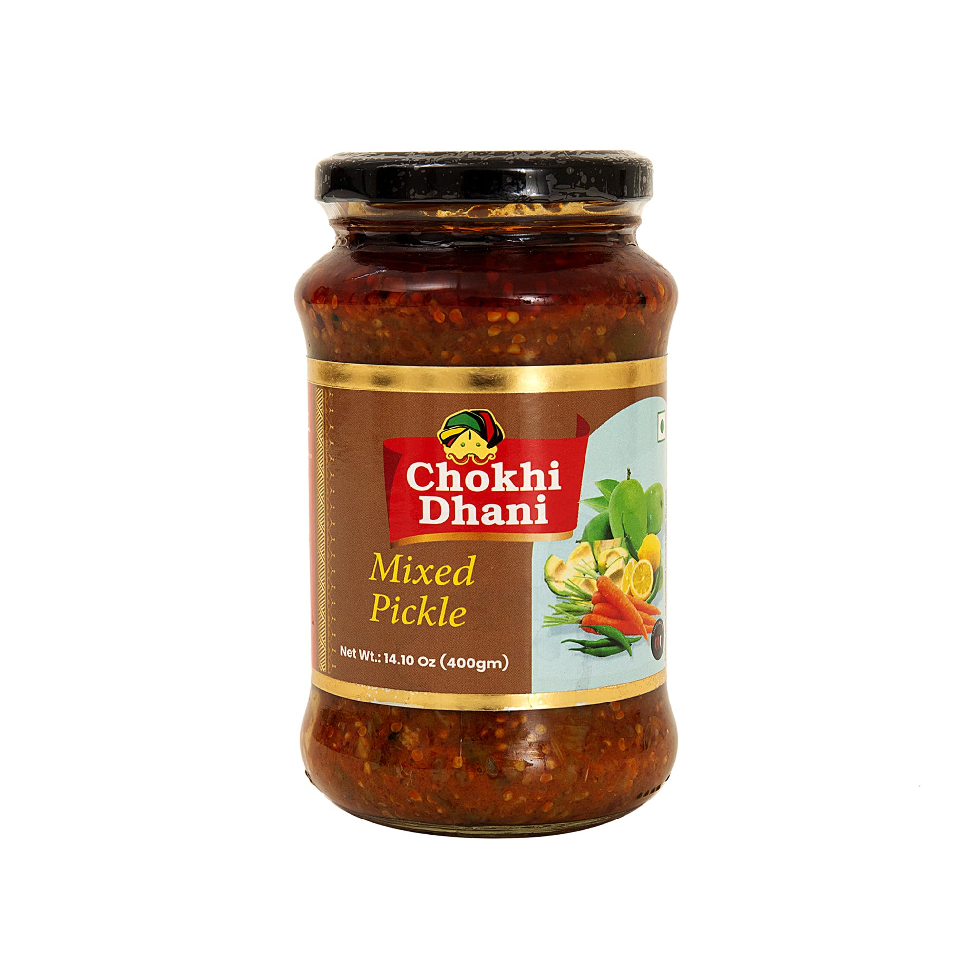Chokhi Dhani Mixed Pickle | Spicy Indian Achar with Mango, Carrot, Chili & Lime | Traditional Masala Blend | No Preservatives | Homemade Taste | Pack of 1, 400 gm