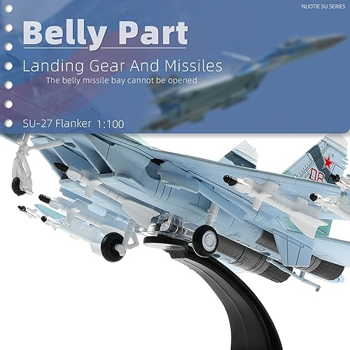 Miniatura 5 de Sukhoi su-27 Flanker 1100 Kit de modelo de avión de metal fundido a troquel de la Unión Soviética de aleación de combate militar modelo de avión con