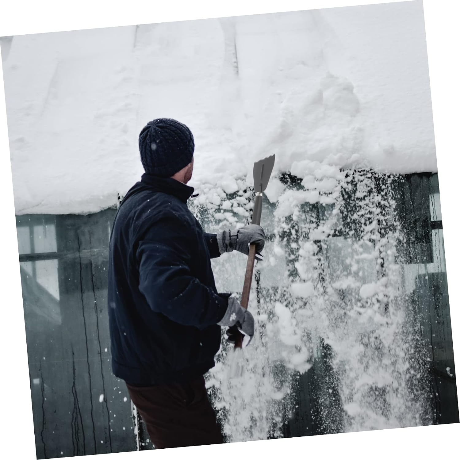 Abaodam Heavy Duty Ice Removing Shovel Manganese Steel Ice Scraper for Outdoor Use Sturdy Snow Shovel Replaceable Blade for Farm and Winter Cleanup
