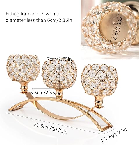 Miniatura 3 de VINCIGANT Portavelas dorados para centro de mesa, candelabros de metal de 3 brazos para decoración del hogar, boda, comedor, fiesta, aniversario