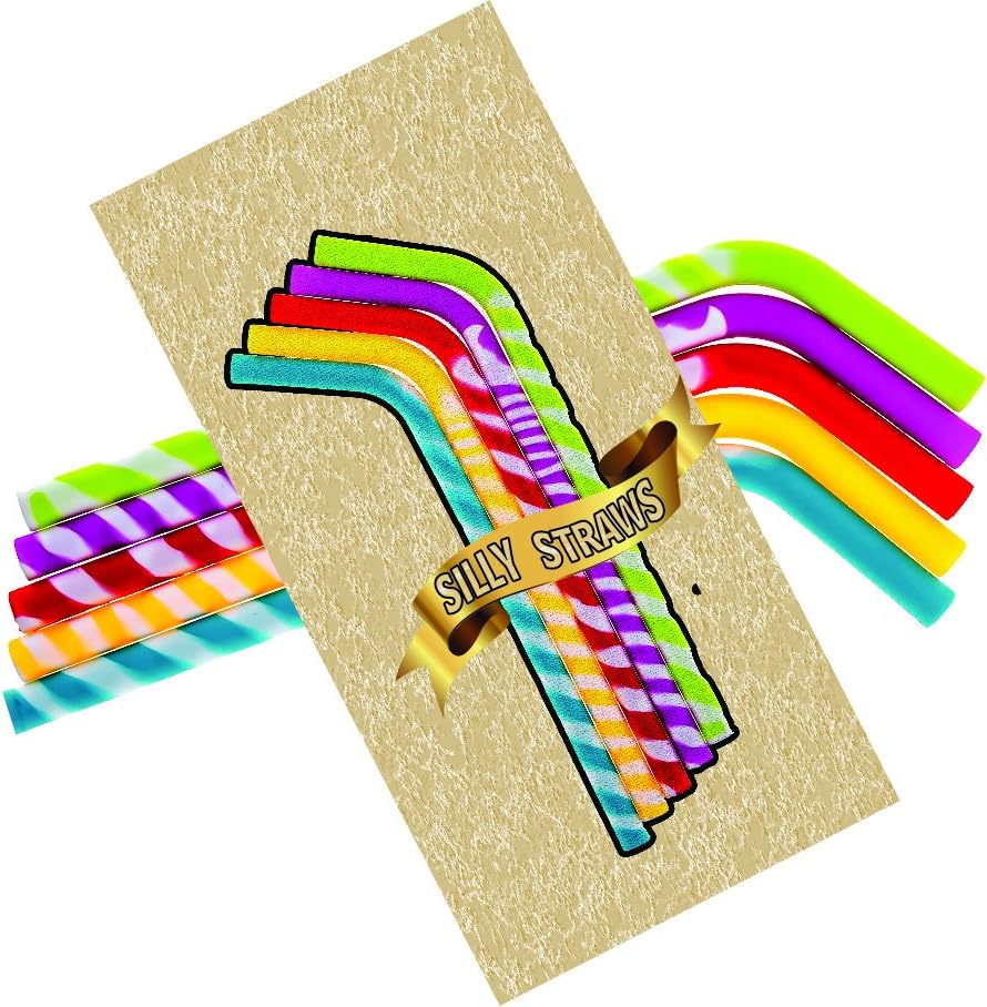 Silly Straws Silicone Reusable Smoothie Straws (5 Pack)