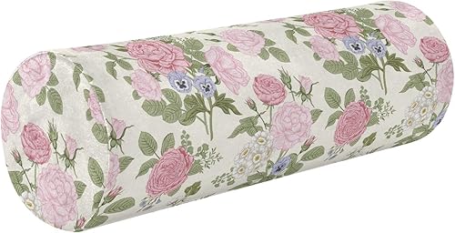 FRODOTGV Blooming Garden Flowers Yoga Bolster Pillow Orthopedic Neck Roll Pillow Round Pillow for Neck Round Cushion Neck Support Car