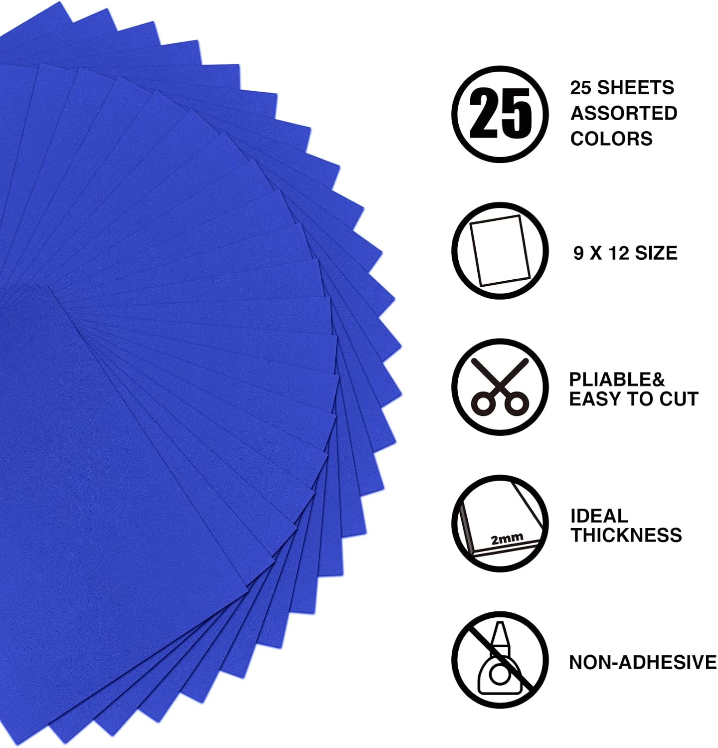 9 x 12 Inch Blue Foam Sheets Crafts, 2mm Thick. 25 Pack Premium Blue Foam Papers Set, for Crafting,DIY Project,Classroom, Scrapbooking, 3D Card Making