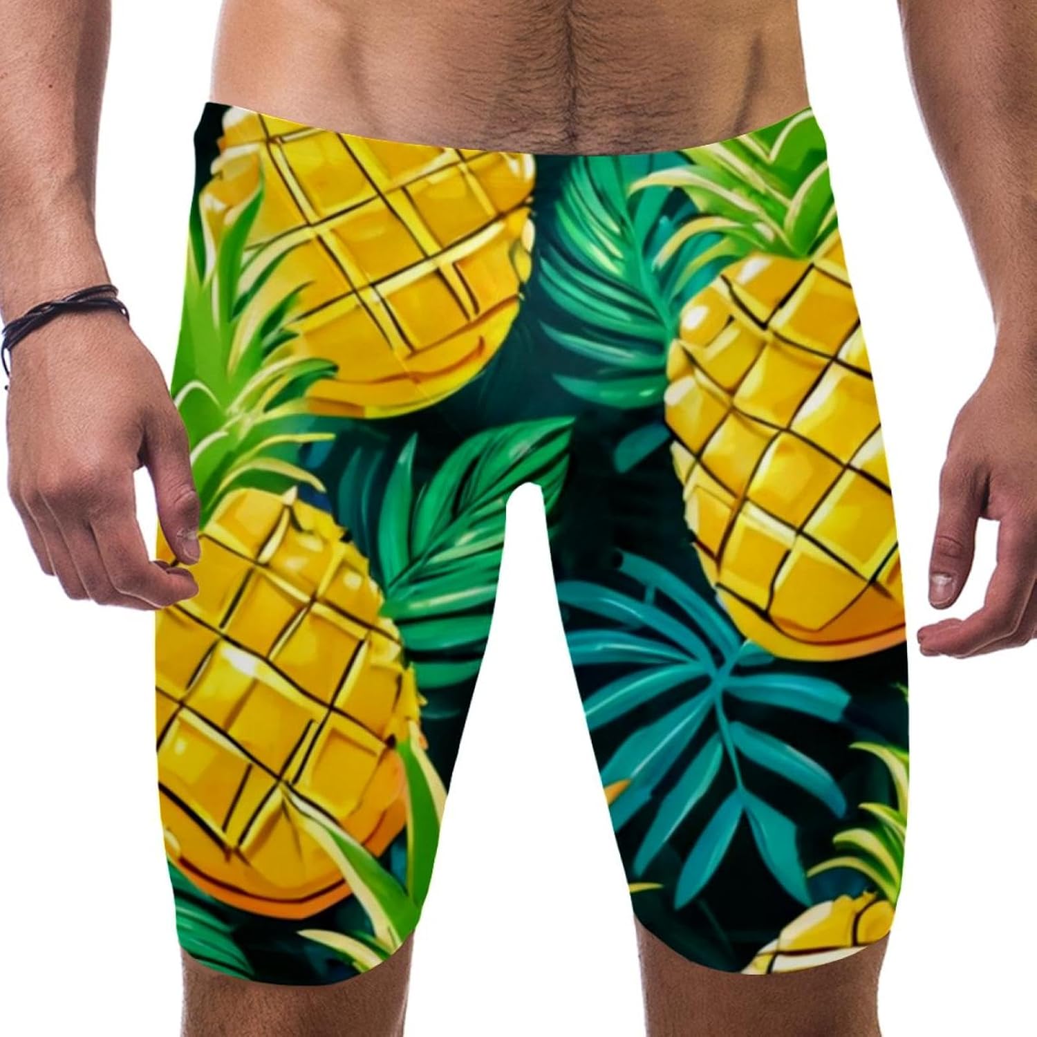 Men's Swimsuit Jammer Quick Dry Swim Jammer Racing & Training Swimsuit,Colored Pineapple