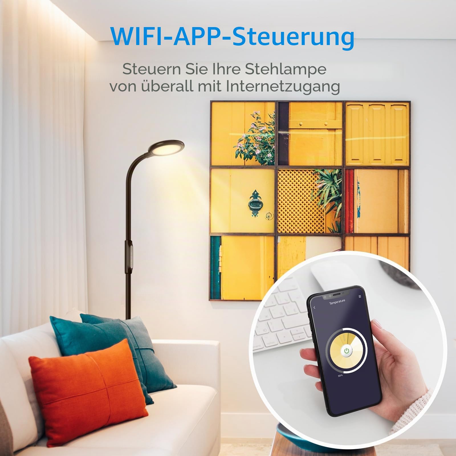 Meross Smart Dimmbare LED Stehlampe mit Sprachsteuerung, App Steuerung, Fernbedienung, 3-in-1 Stehleuchte für Wohnzimmer, Schlafzimmer, Kompatibel mit HomeKit, Alexa, Google and SmartThings, Schwarz
