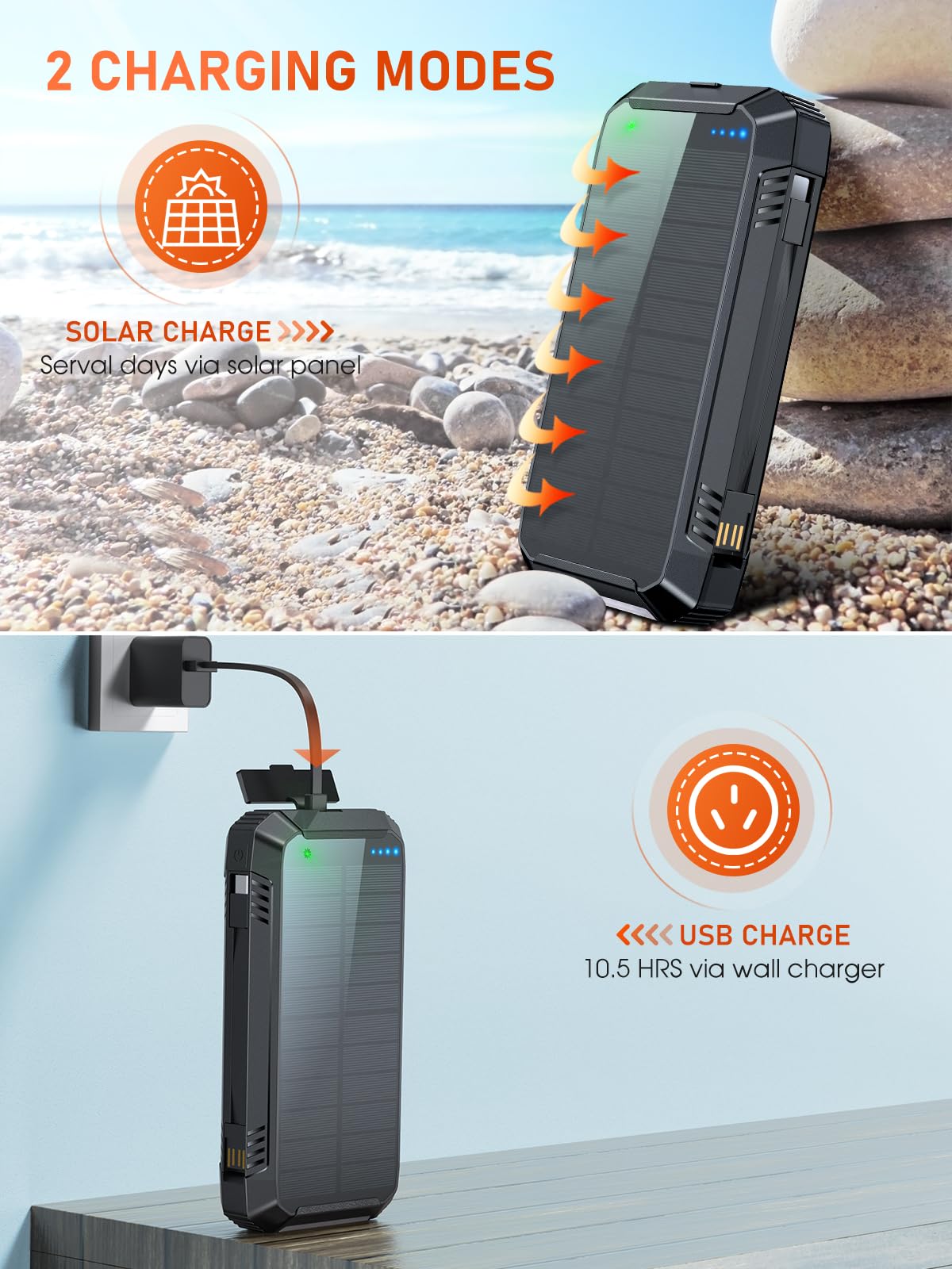 Caricatore solare Power Bank 49800mAh Caricabatterie Italia