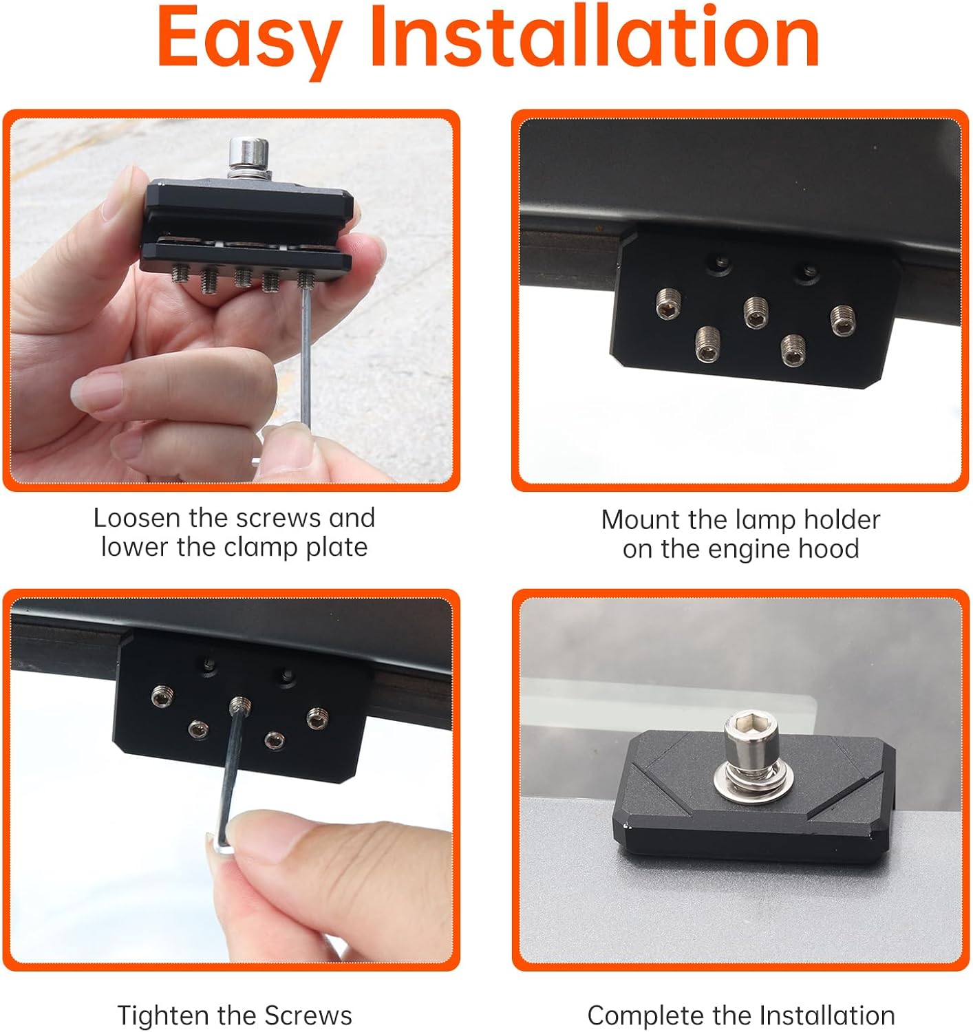 Windance 2cs M8 Engine Hood LED Light Bar Mount Brackets for Car Truck Off-Road SUV, Spotlight Fog Light Brackets Clamp
