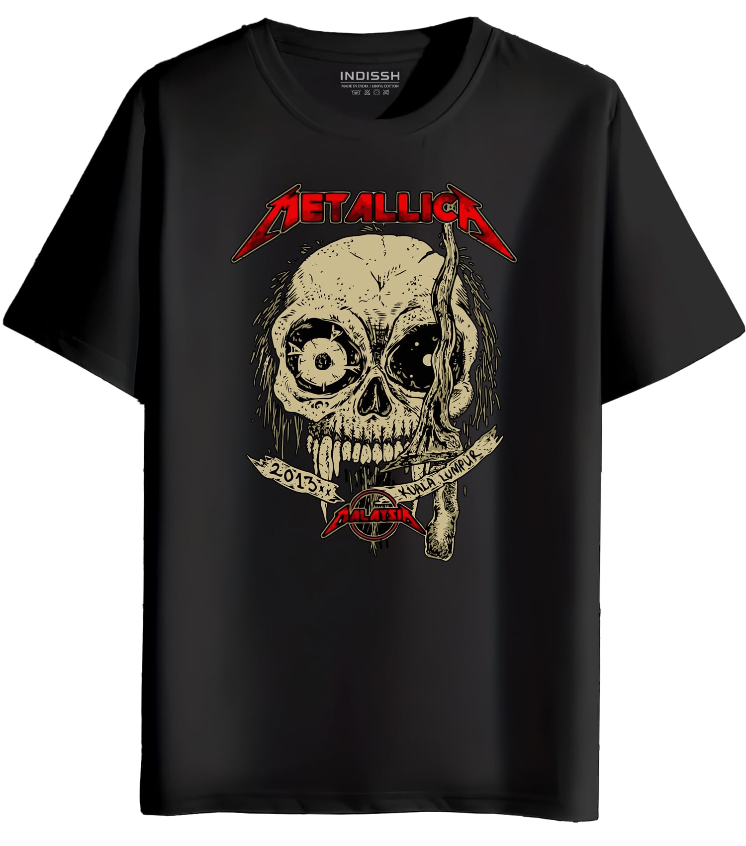 INDISSHMusic Band Metal-I9 Printed Regular Half Sleeves Cotton T-Shirt