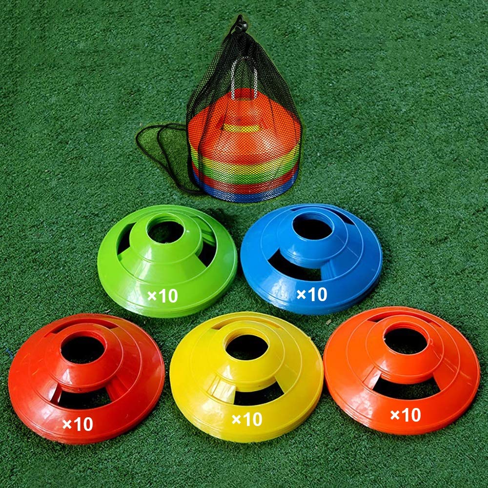 Juego de 50 Conos Deportivos Ejercicios de Agilidad para niños/Adultos Obstáculos para niños Jardín de Infantes Obstáculos sensibles Saltar Equipo Entrenamiento Obstáculo Obstáculo