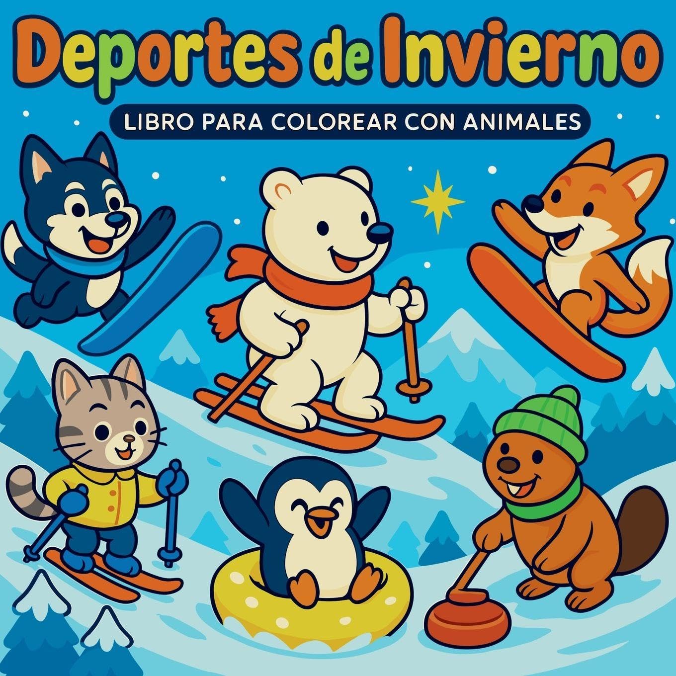 Deportes de Invierno - Libro para colorear con animales