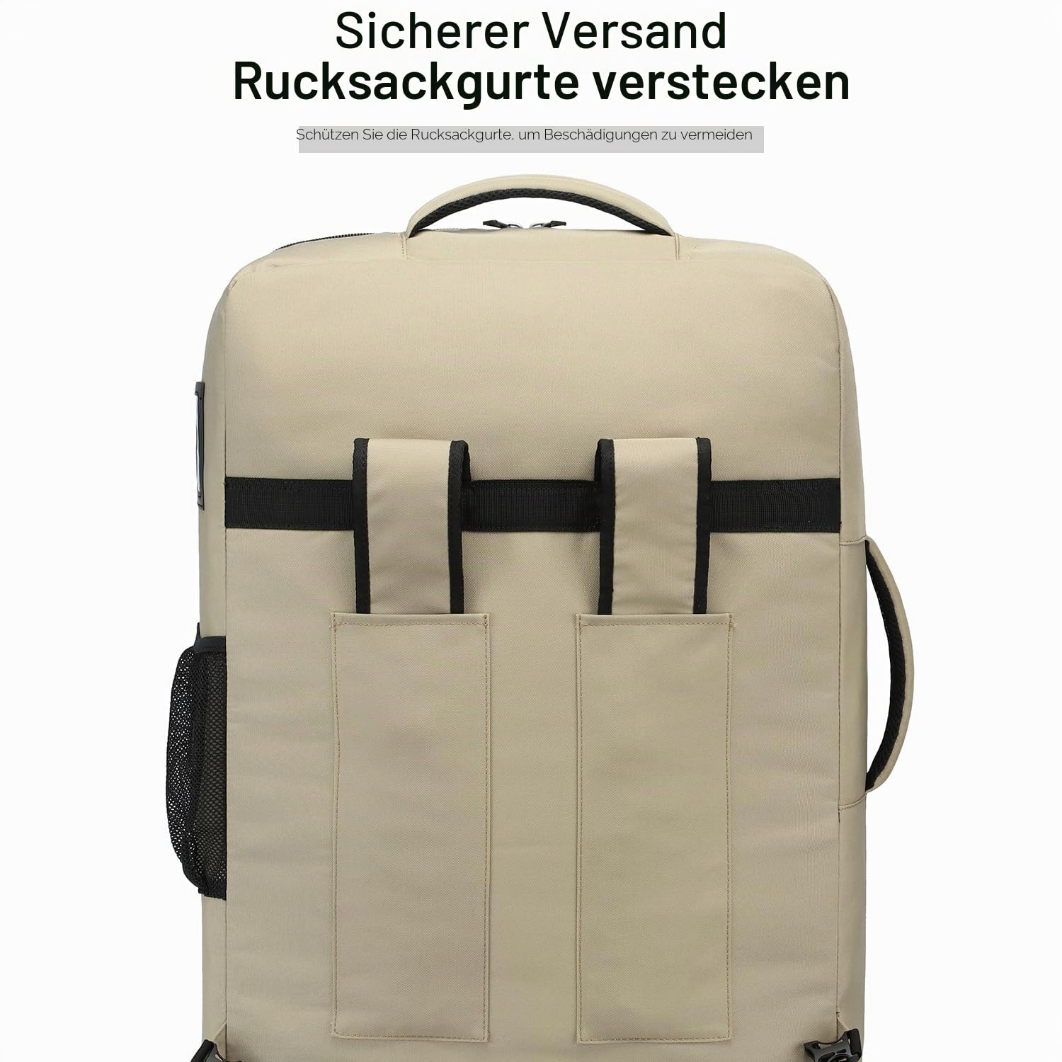 TUGUAN Autositz Reisetasche für Flugzeug mit Rollen, Faltbare Kindersitz Transporttasche Robuste Kinderautositz Rucksack mit Hartem Boden & Schultergurten - für Autokindersitze und Kinderwägen, Braun