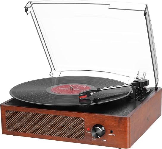 Vinyl Player Bluetooth Turntable Vinyl Record Player with Speakers Turntables for Vinyl Records 3 Speed Belt Driven Vintage Record Player Vinyl Turntable for Entertainment AUX in RCA Out