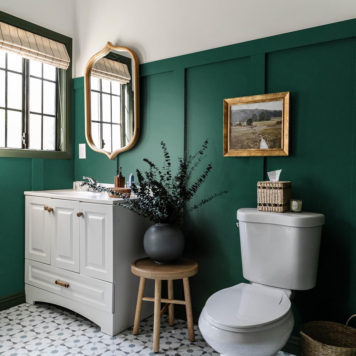 Jeweluck Dark Green Wallpaper Peel and Stick Wallpaper 15.7” x 787.4” Matte Dark Green Peel and Stick Contact Paper Removable Self-Adhesive Wall Paper Waterproof Decorative for Bathroom Vinyl