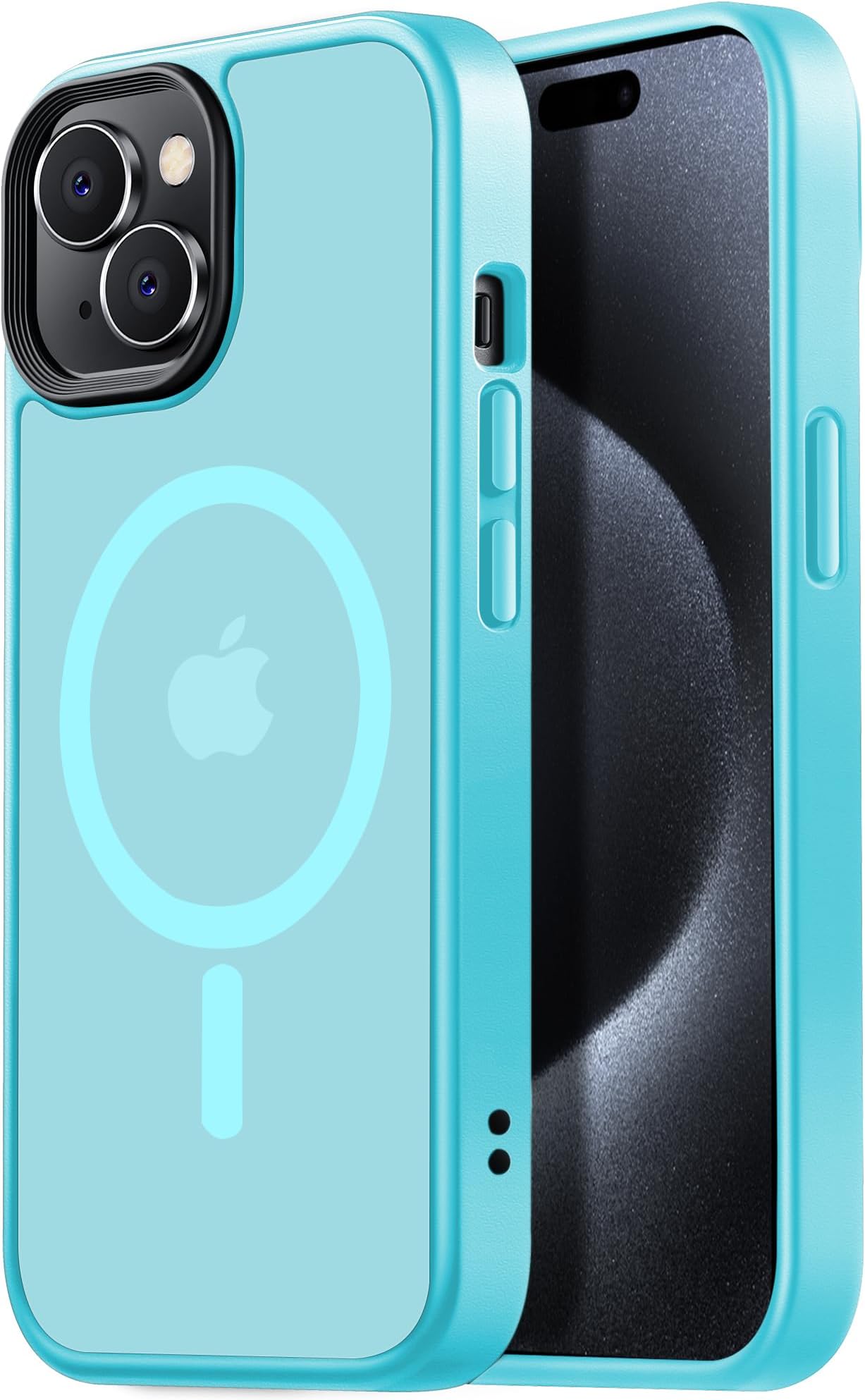 Tigowos for iPhone 15 case Compatible with MagSafe, Matte Skin-Feeling Shockproof case for iPhone 15 Cases 6.1", Light Blue