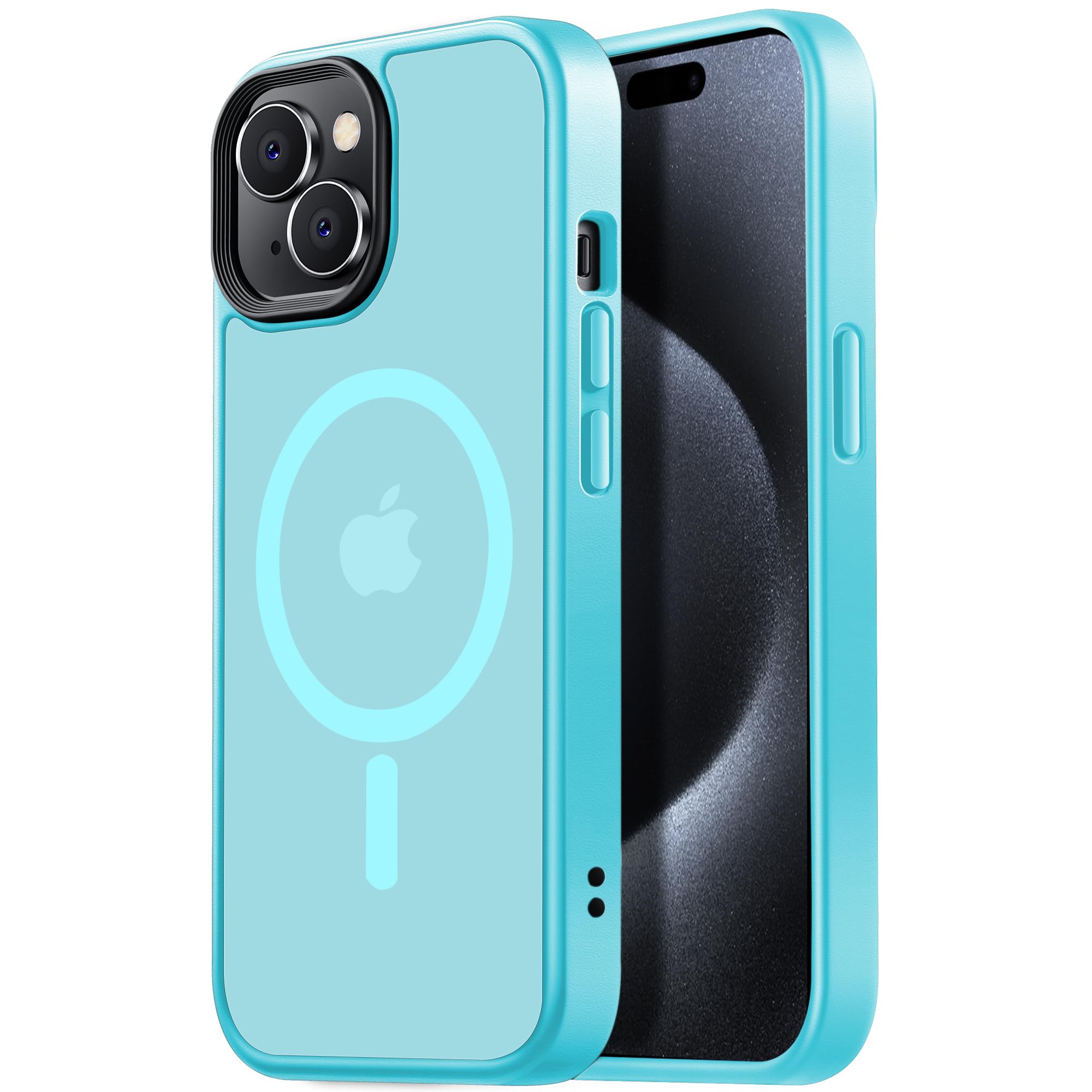 for iPhone 15 case Compatible with MagSafe, Matte Skin-Feeling Shockproof case for iPhone 15 Cases 6.1", Light Blue