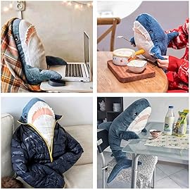 XIAOHONG 39 inch Giant Shark Stuffed Animal,Soft Shark Cushion Pillow Shark Plush Pillows,Chubby Stuffed Shark Toy Kid\'s Room Dcor,Perfect Stress Relief for Women