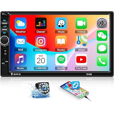 Camecho カーラジオ ダブルディン カーステレオ 7インチ LCD タッチスクリーン インダッシュ ヘッドユニット Bluetooth サポート ミラーリ …