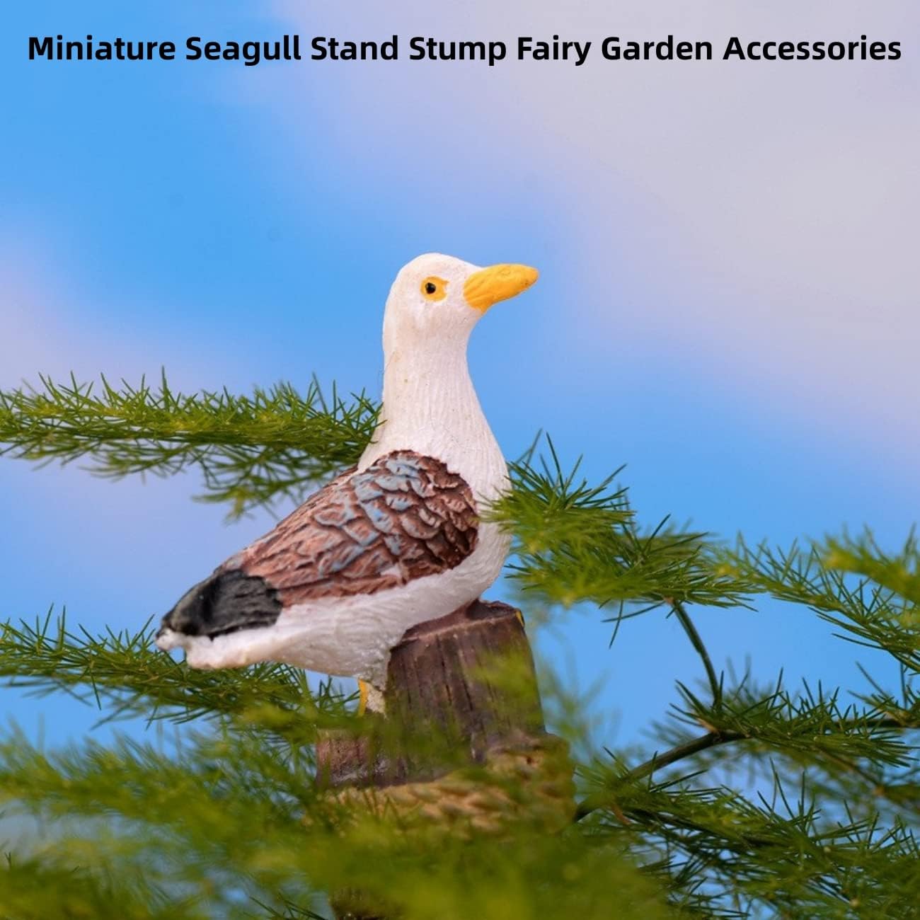 Seagull on Stump Mini Figurine, Ornament for Micro Landscape Decor image 2