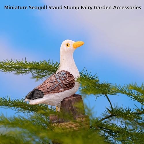 Miniatura 2 de Soporte de gaviota en miniatura, accesorios de jardín de hadas, mini figura de pájaro marino para decoración de jardín de hadas, decoración de micro