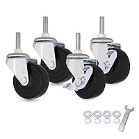 Vista 10 de AXL Ruedas giratorias de 3 pulgadas, juego de 4 ruedas resistentes de vástago roscado de 3/8"-1" (25mm), repuesto de rueda para perchero de ropa
