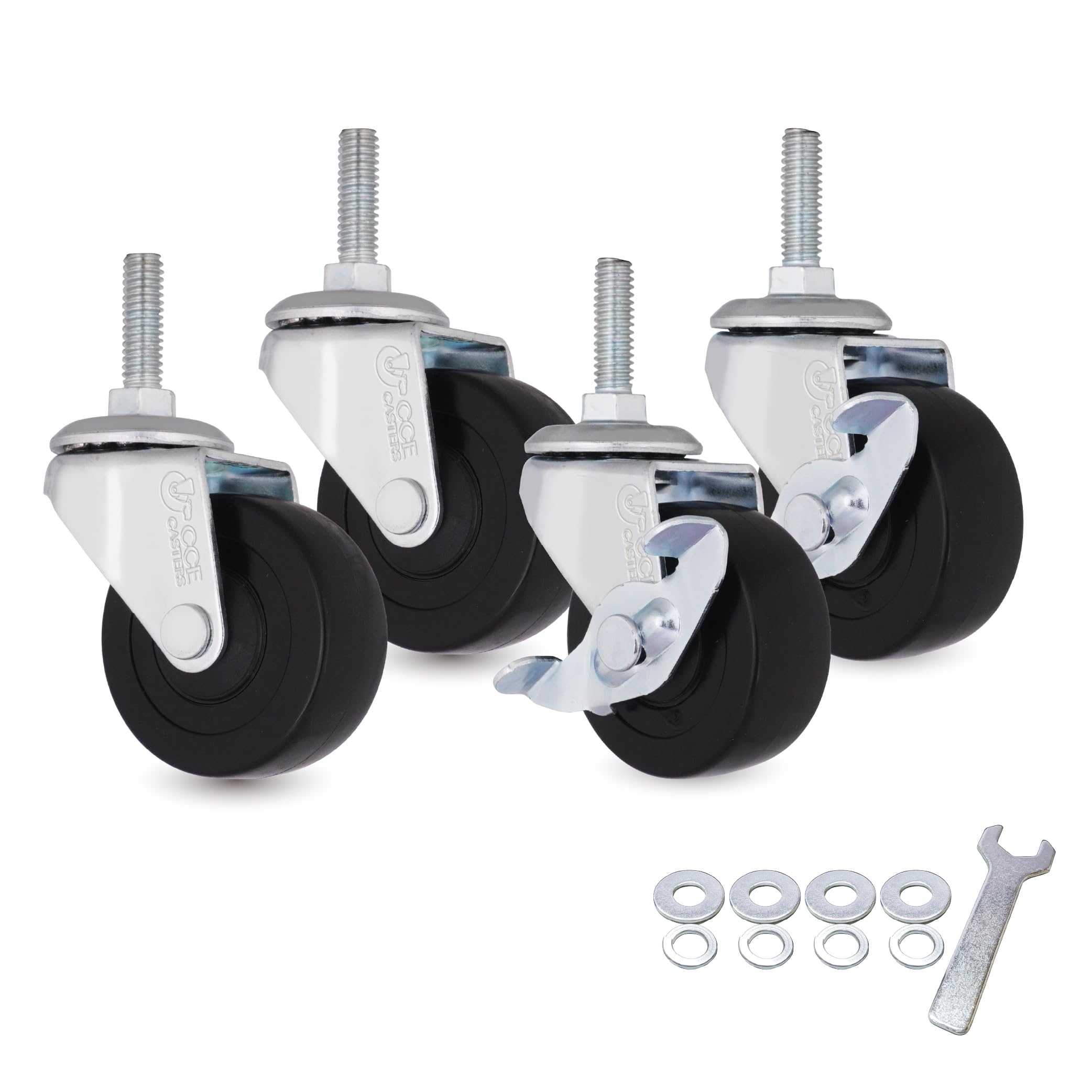 Photo 1 of **Only Three** AXL 5/16 UNC Threaded Stem Caster Wheels Set of 4, 2 Inch Swivel Casters (2 Locking, 2 Non-Locking), 1" (25mm) Stem Length Replacement Wheels for Utility Cart, Shelf, Cabinet, Furniture