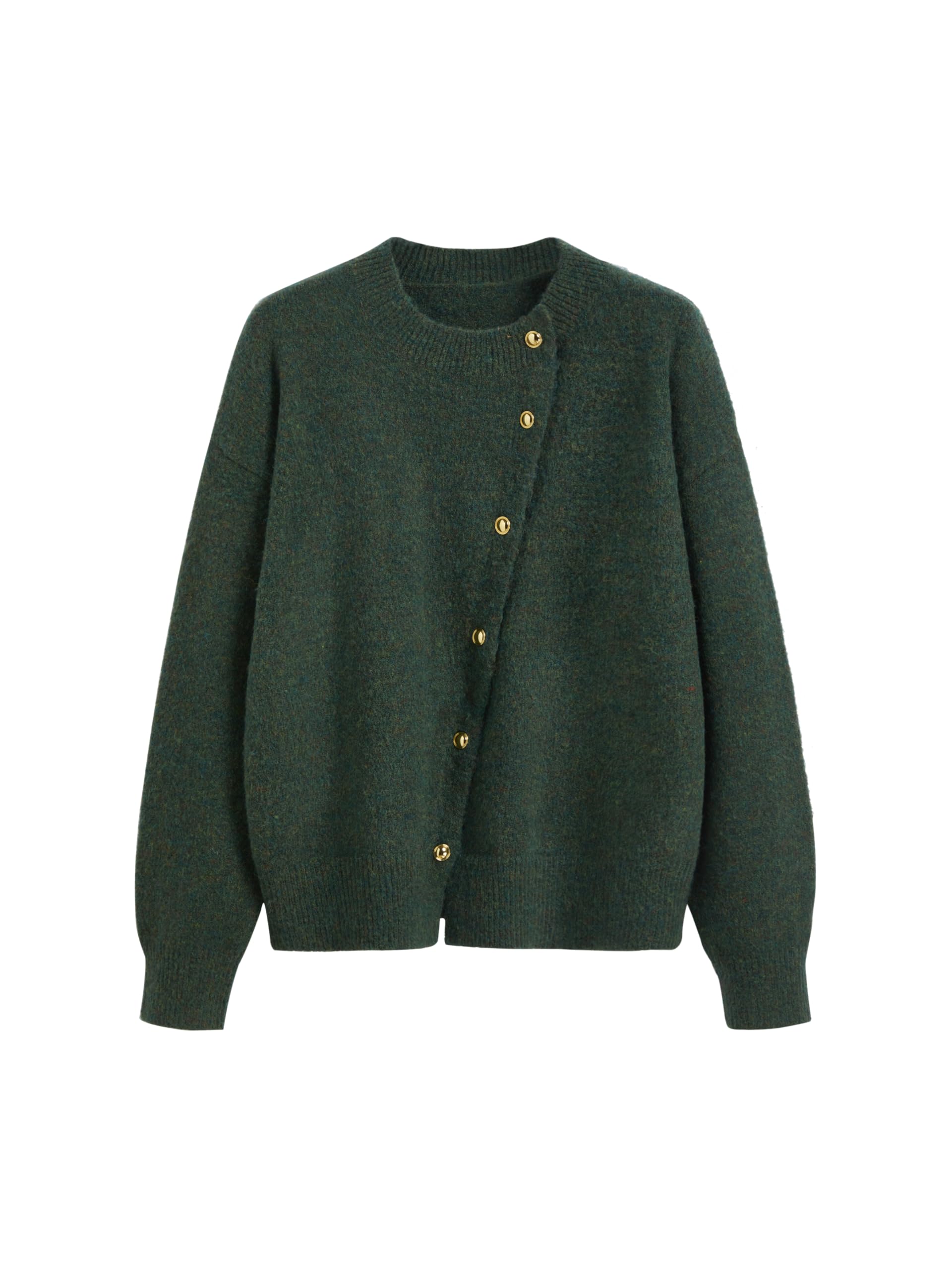 CIDER Womens Wool Blend Knit Cardigan Trendy Crew Neck Button Down Long Sleeve Cozy Fall Fashion Sweater Loose