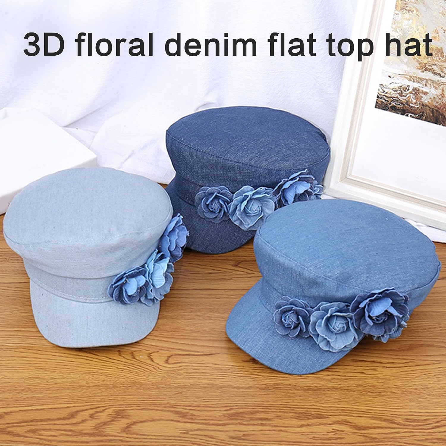 Fashion Cabbie Hat 3D Flower Fabric Newsboys Painter All Matching for Casual Wear Travel Hat