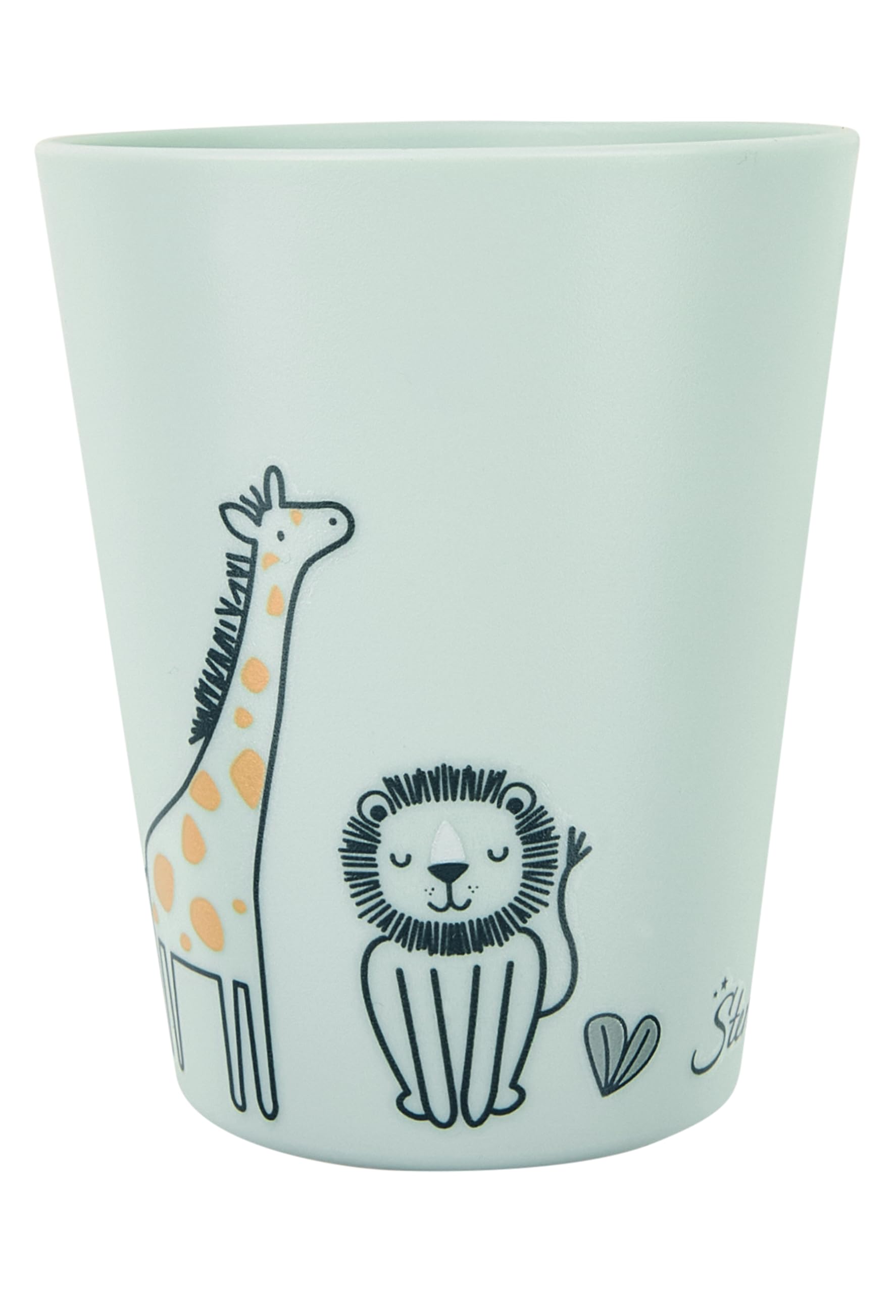 Sterntaler Juego de vajilla de jirafa y león – forma cuadrada con diseño de safari – plato, cuenco, taza y cubiertos, duradero, apto para alimentos, para bebés y niños pequeños, color verde pálido