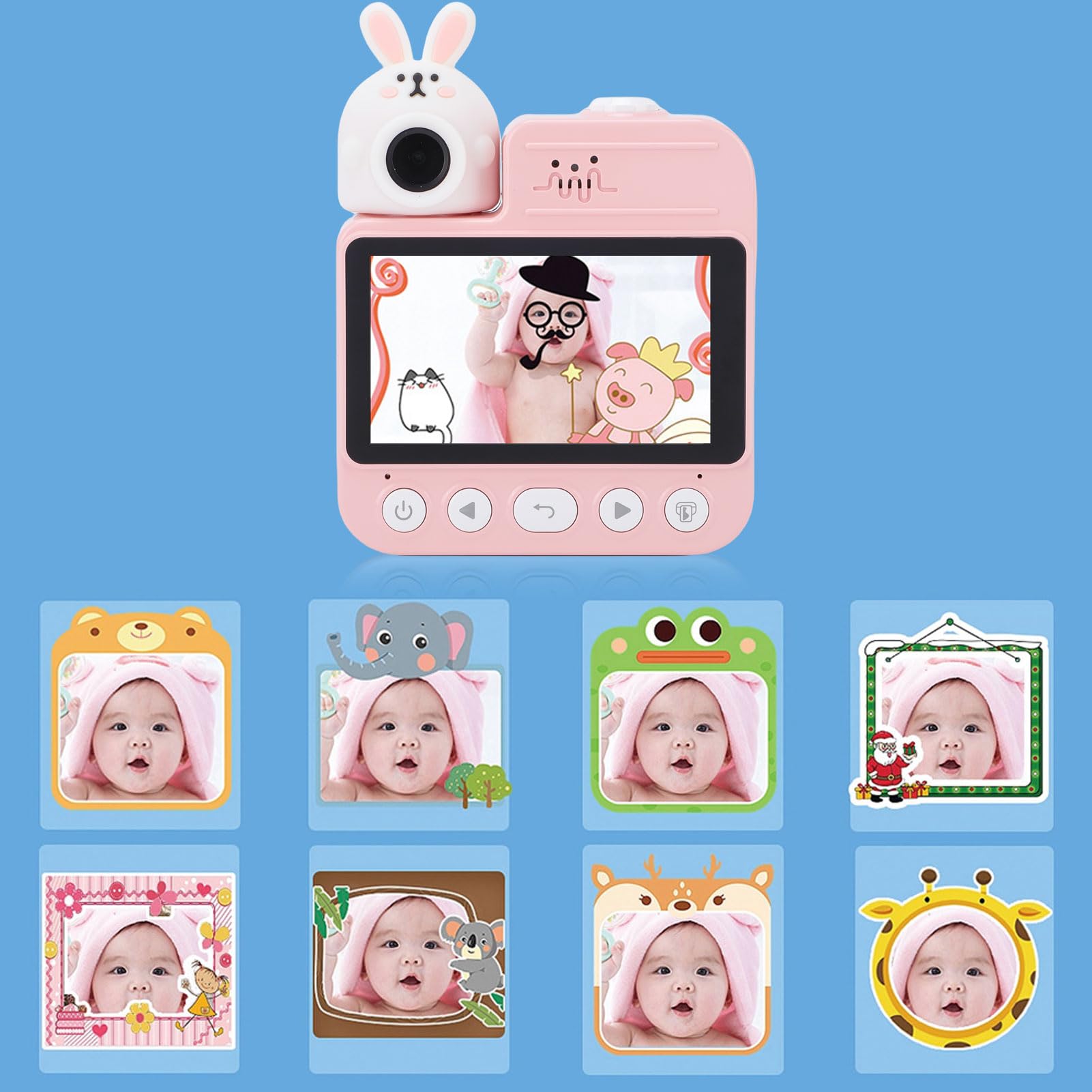 Caméra Numérique à imprimé instantané, Caméra de Voyage Portable 32MP 1080p 1080p Cartoon Cartoon avec écran de Couleur de 3 Pouces pour Les Cadeaux d'anniversaire pour Les