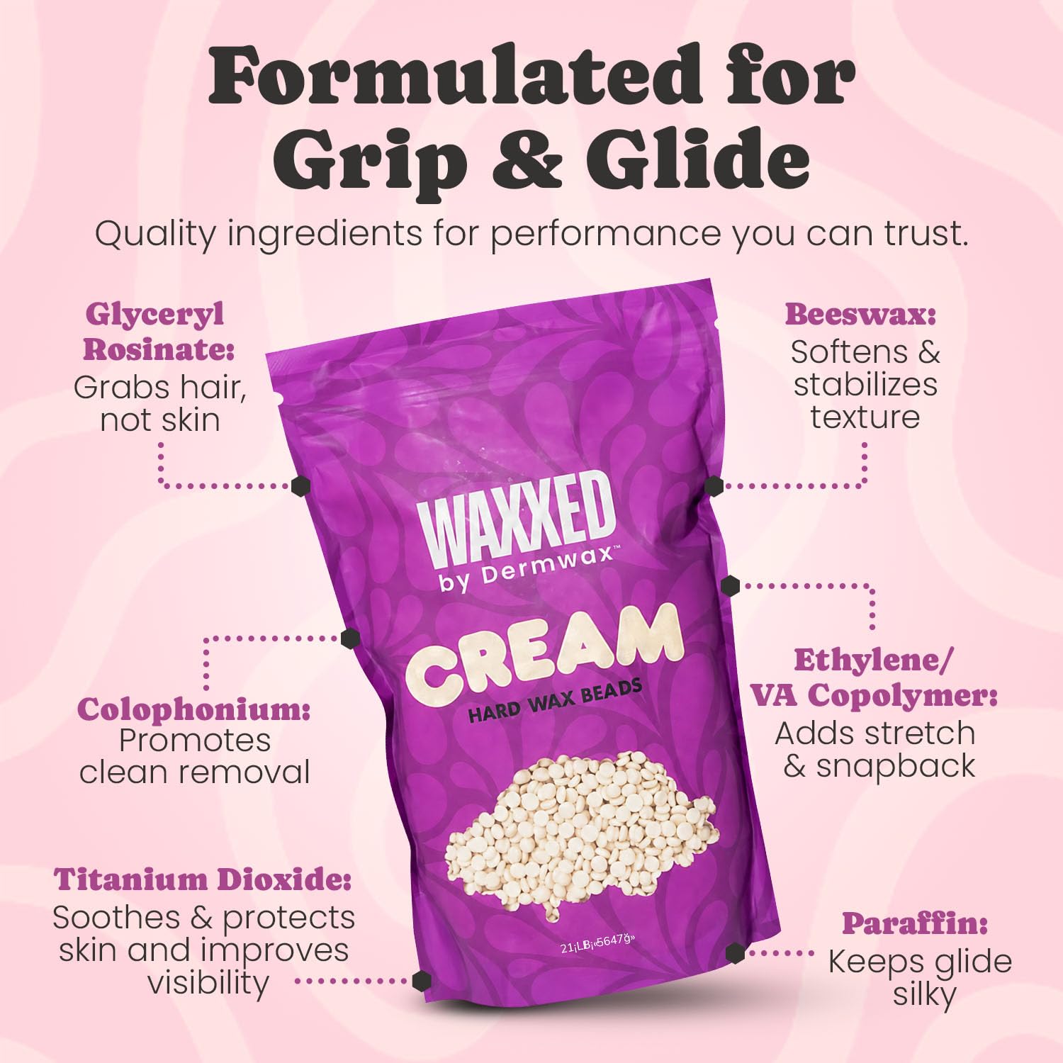 WAXXED Cream Hard Wax Beads 10 lb Bulk for Professional High-Volume Waxing