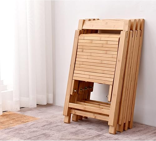 Miniatura 9 de ZLL Silla plegable de bambú natural, restaurante, interior, exterior, silla plegable de terraza, con hebilla bloqueable, 2 piezas (color café)