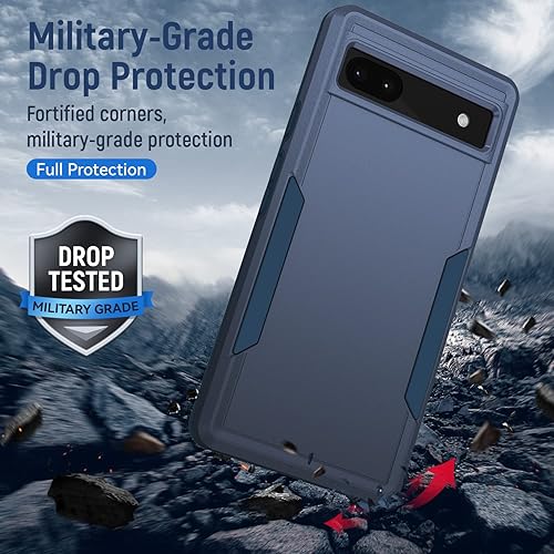 Miniatura 2 de Asuwish Funda para teléfono para Pixel 6A con protector de pantalla de vidrio templado y delgada híbrida de cuerpo completo, protector móvil de