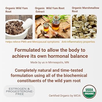 Indian Meadow Herbals Wild Yam Root Cream (2oz) - USDA Certified Organic Balancing Cream for PMS & Menopause Relief - Estrogen & Progesterone-Free. Woman-owned & Operated Since 1994.