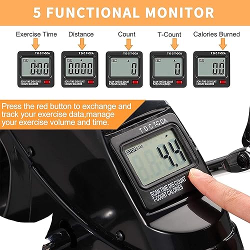 Miniatura 3 de Ejercitador de pedales debajo del escritorio, mini bicicleta estática para piernas y brazos Ciclismo Ejercicio portátil con pantalla LCD