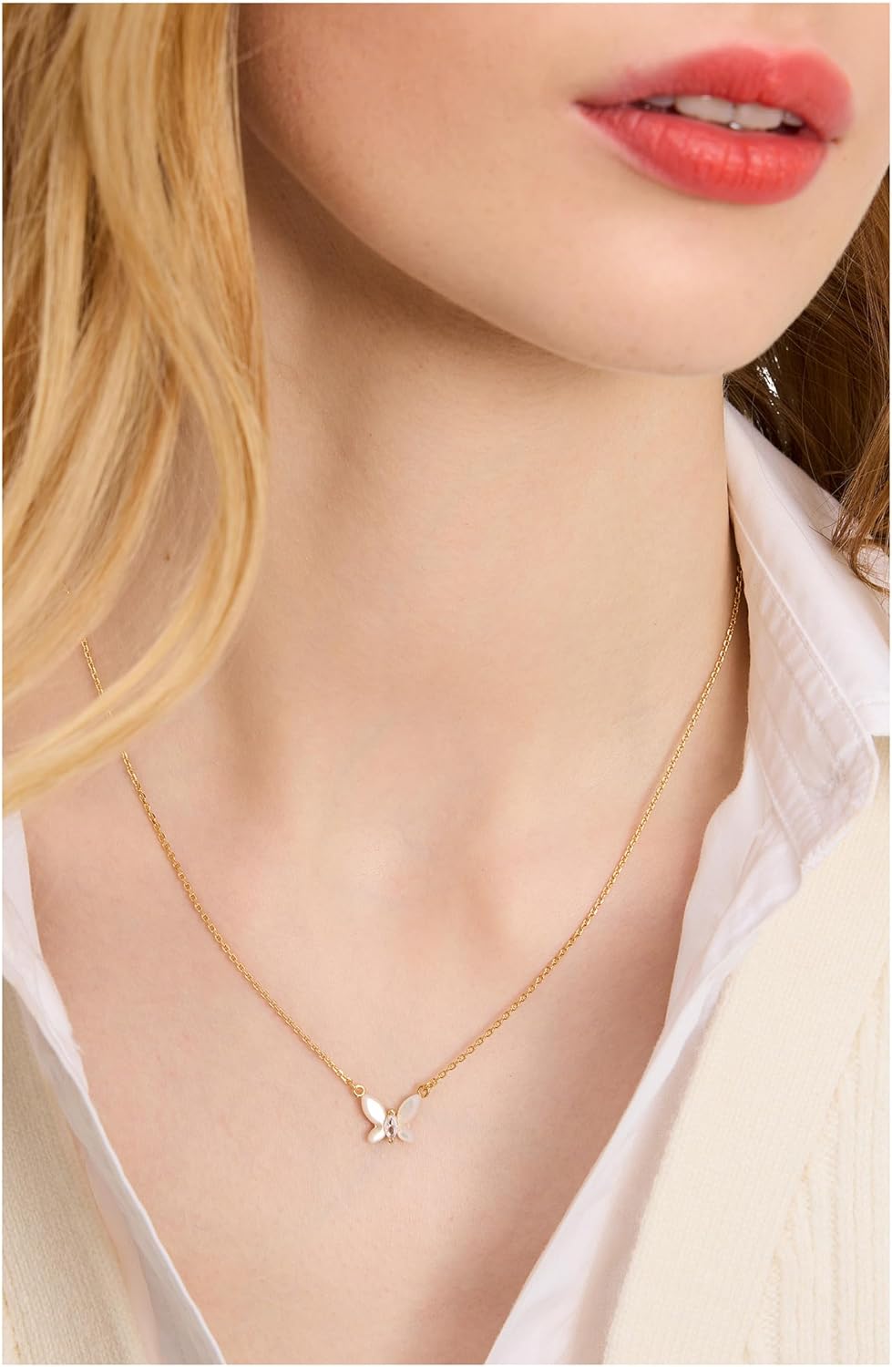 Kate Spade New York Womens Social Butterfly Pendant White Multi One Size