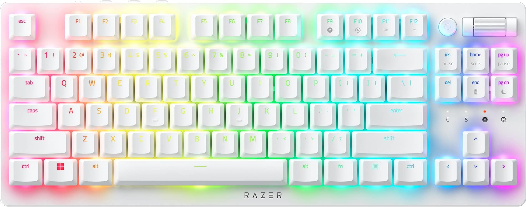 Razer DeathStalker V2 Pro Wireless TKL Optical Linear Switch Gaming Keyboard with Low-Profile Design Chroma RGB, Bluetooth Keyboard for Mac or Windows PC Gaming Computers - White (Renewed)